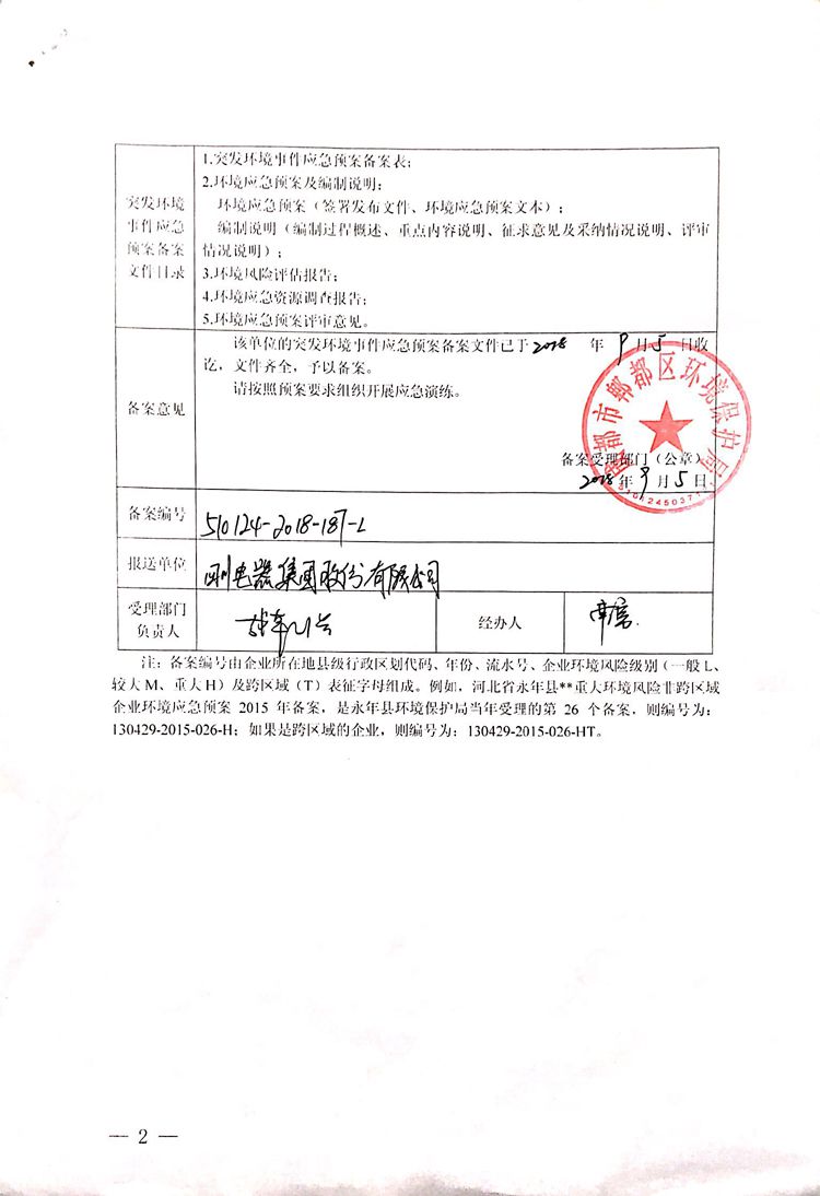四川电器集团股份有限公司2020年环境信息公开
